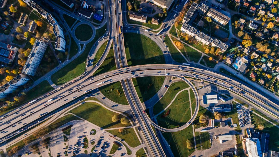 Luchtfoto verkeerspunt