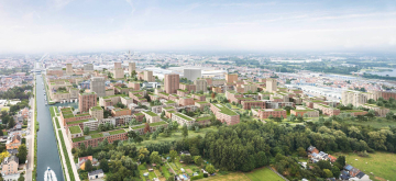 Overzichtsfoto van een stad vanuit de lucht