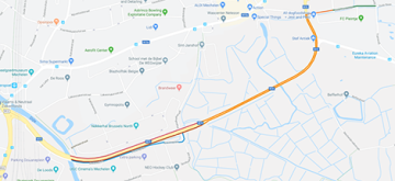 Het traject van de volgverlichting langs de N15.