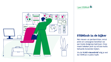 STEMhub in de kijker Met nieuws- en persberichten, social posts en campagnes bereikten we een brede doelgroep bedrijven. Onze meest bekeken post op sociale media behaalde duizenden kijkers. Via de VLAIO-nieuwsbrief volg je wat de STEMhub in petto heeft.