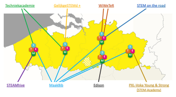 Gangmakers gevisualiseerd per provincie op een kaart van Vlaanderen