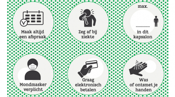 icoontjes uit poster 'veilig naar de kapper'