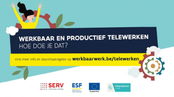 Campagnebeeld met als opschrift: "Werkbaar en productief telewerken. Hoe doe je dat?"