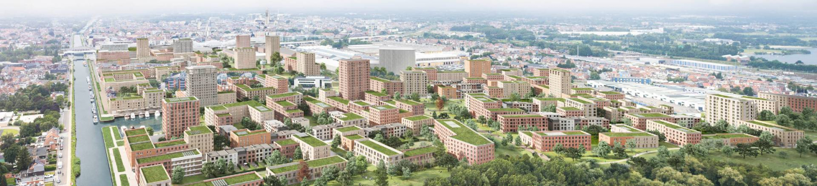 Overzichtsfoto van een stad vanuit de lucht